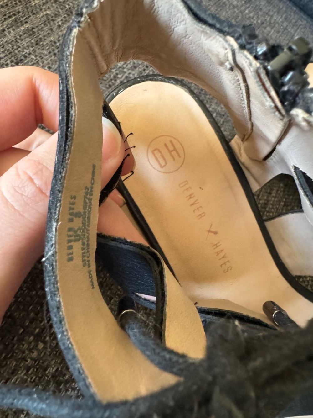 Denver Hayes Black Lace-Up Block Heel Sandals - Picture 2 of 4